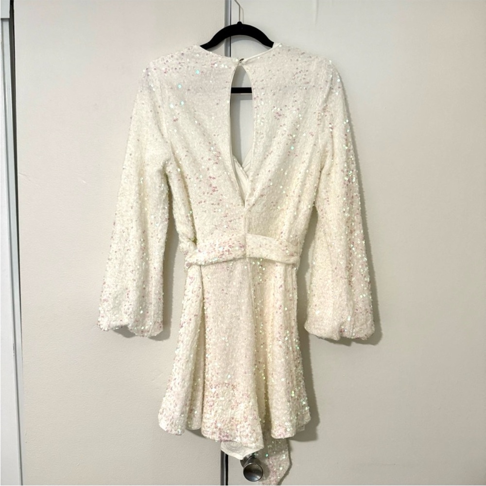 NEW Show Me Your MUMU white iridescent sequin romper bachelorette bridal party - Picture 4 of 5